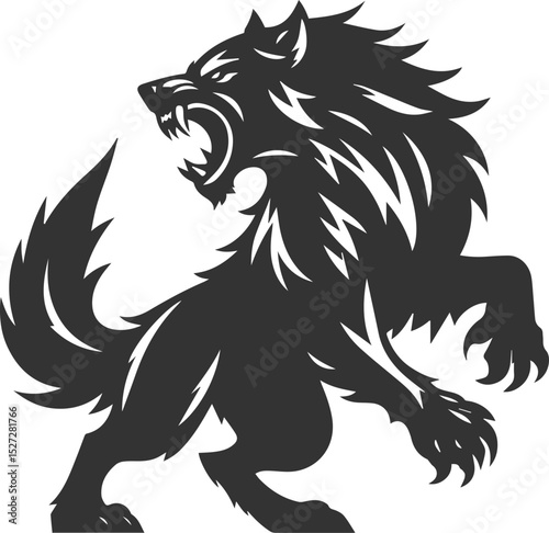 Wild animal vector of a wolf silhouette drawing illustration