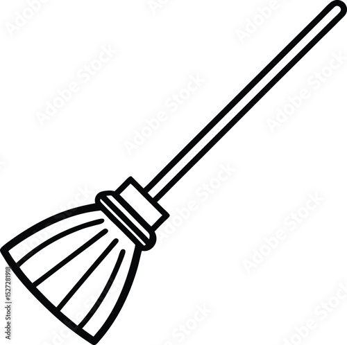 Broom Outline Icon: Cleaning Tool

