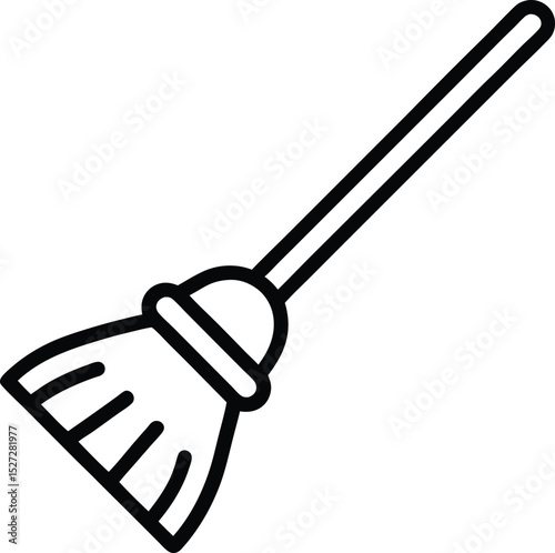 Broom Outline Icon: Cleaning Tool


