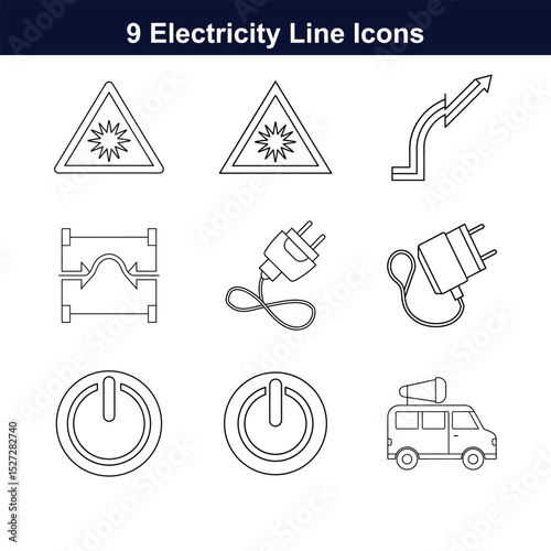 Minimalist Electricity Line Icons – Perfect for Energy, Power, and Utility Projects.