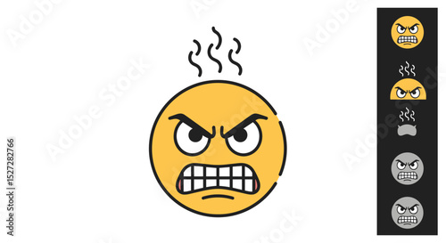 Angry Emoji Icon Boiling with Frustration and Stress