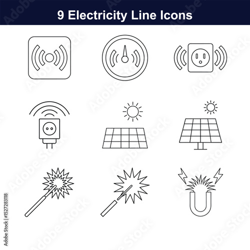 Minimalist Electricity Line Icons – Perfect for Energy, Power, and Utility Projects.