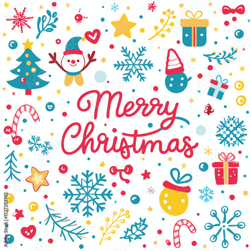 Festive Christmas design with various holiday elements