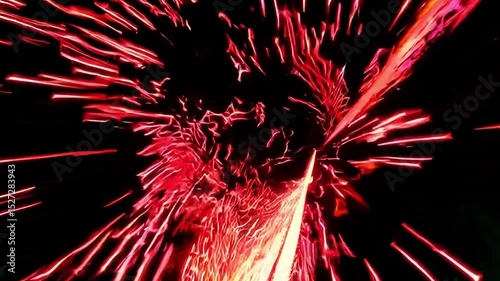 Bright Neon Light Trails in Dark Background Creating Dynamic Abstract Art and Energy Effects