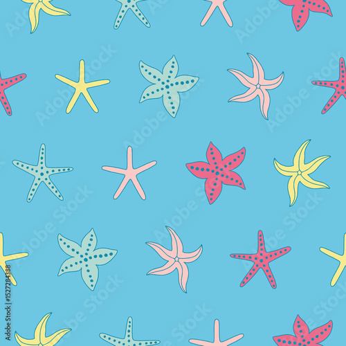 Vector Starfish Pattern Illustration Seamless for Wallpaper Background Cover Packaging