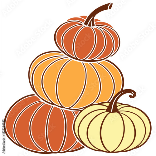 Vector Illustration of stacked pumpkins for autumn Halloween