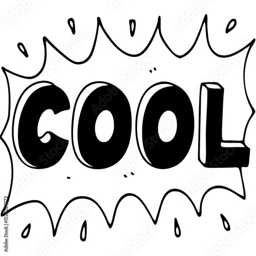A bold black cool text burst, isolated on white background