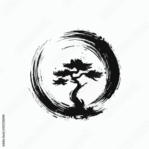 Abstract black tribal vector art illustration of a lion and man silhouette icon design