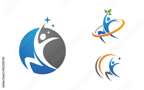 Healthy life Human fit sport logo sign illustration v.245