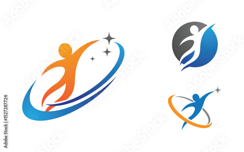 Healthy life Human fit sport logo sign illustration v.254