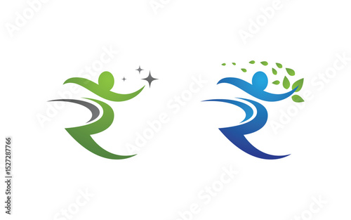 Healthy life Human fit sport logo sign illustration v.258