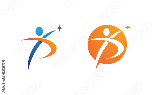 Healthy life Human fit sport logo sign illustration v.259