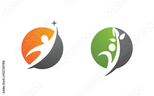 Healthy life Human fit sport logo sign illustration v.264