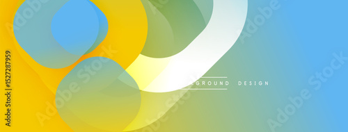 Abstract colorful layers overlap. Yellow, blue, green hues blend smoothly. Modern design element for backgrounds, presentations.