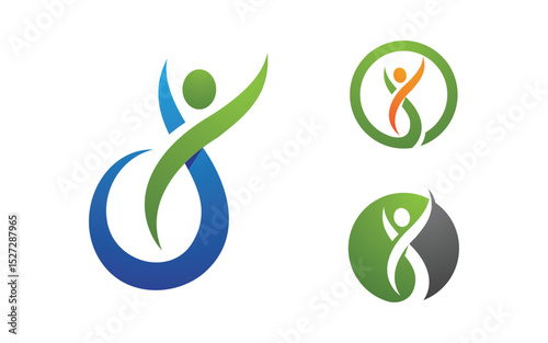 Healthy life Human fit sport logo sign illustration v.266