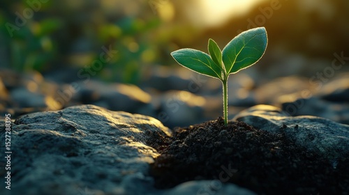 Small sprout emerging from earth
