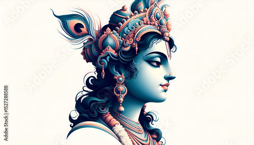 Lord Shree Krishna beautiful statue design birth festival banner background