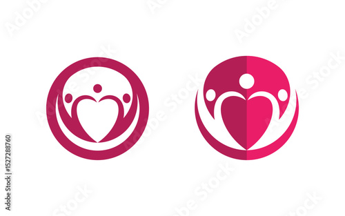 Human care adoption group network and social logo design vv.135