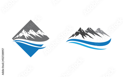 Mountain Hill icon Logo illustration design Template v.61