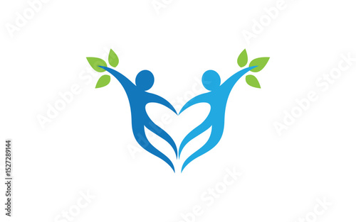 Human care adoption group network and social logo design vv.148