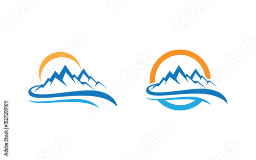 Mountain Hill icon Logo illustration design Template v.45