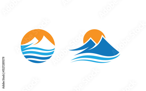 Mountain Hill icon Logo illustration design Template v.55
