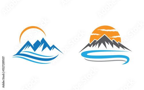 Mountain Hill icon Logo illustration design Template v.60