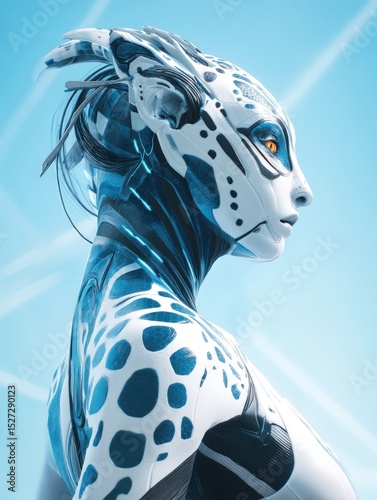 Futuristic Cyborg Woman Profile