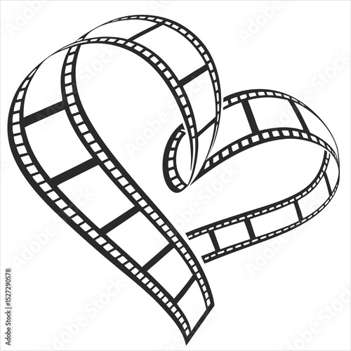Vector Illustration of a Heart Shaped Film Strip