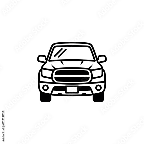 Black Pickup Truck Front View Illustration