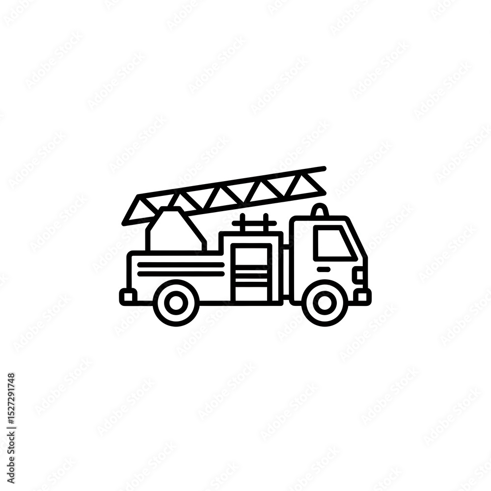 Fire Truck Line Art Illustration Fire Truck Line Art Illustration