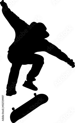 Skateborder People Sillhouette Element