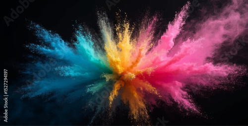 Colorful abstract fractal background with glowing stars, light, and energetic burst patterns