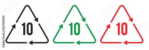 Recycling code icon set. Plastics, Batteries, Paper, Metals, Organic Biomatters, Glass and composites vector symbols. Set of recycling codes for plastics, plastic, recycle, symbol in eps 10.