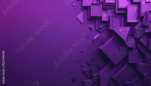 Purple Geometric Abstract Background: Modern 3D Shapes