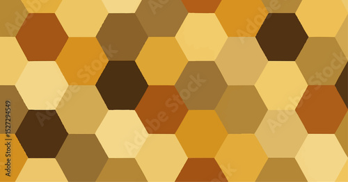 Seamless vector illustration of a geometric honeycomb pattern with golden yellow cells