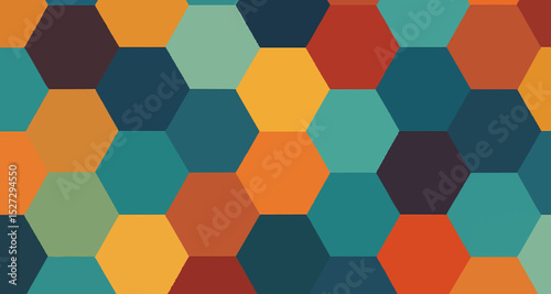 Seamless colourful geometric hexagon honeycomb pattern texture design