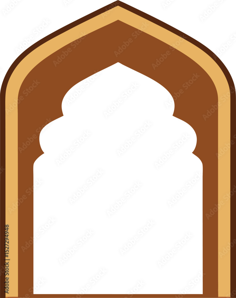 Fototapeta premium Brown Architectural Archway with Ornate Patterned on White Background