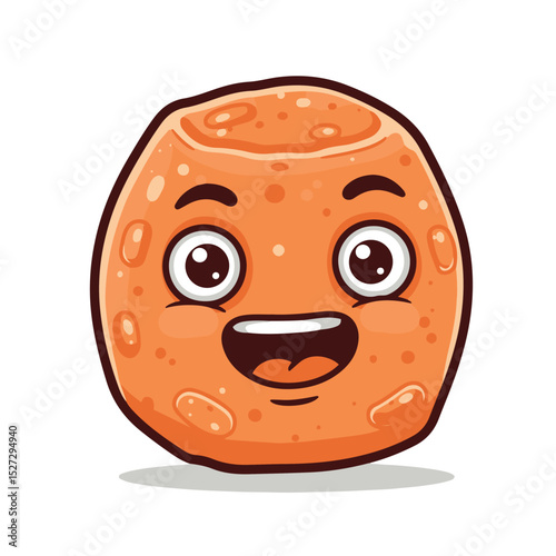 Cheerful cartoon planet mascot with a friendly smiling expression and cute design elements