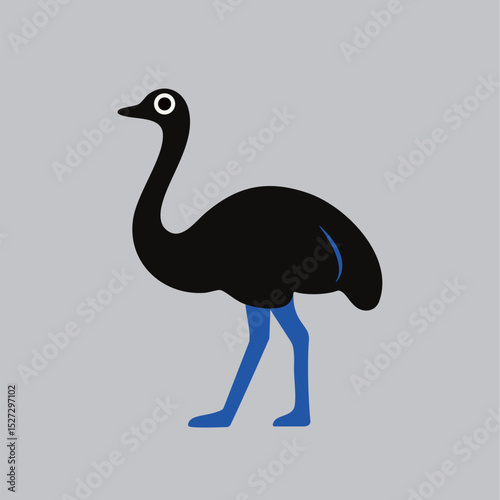 Cute vector ostrich with big eyes, simple design, great for kids' projects and decor.