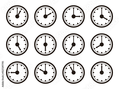 set of time and clock symbol design illustration, isolated on transparent background