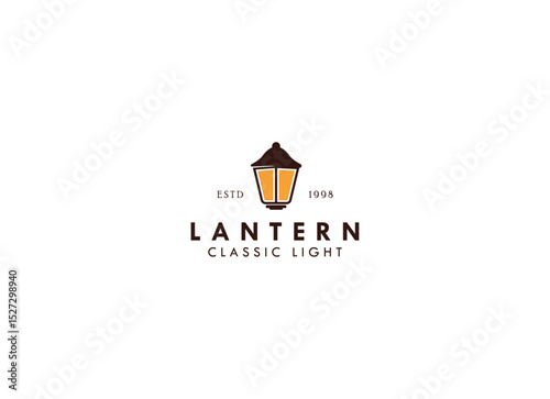 Vintage Lantern Logo Design. Classic lighting, vintage lamp logo design