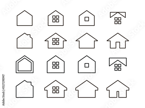 Collection linear home design illustration, isolated on transparent background