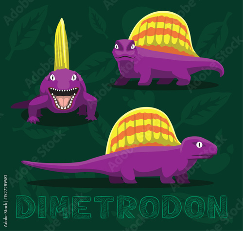 Dinosaur Dimetrodon Cartoon Vector Illustration