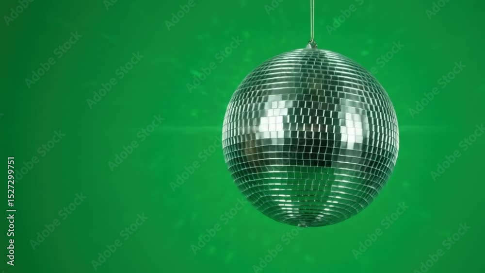 disco ball on green background
