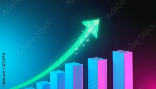 Neon Growth Chart: Upward Trend & Data Visualization