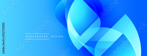 Abstract blue design features flowing shapes, gradients. Modern background suggests technology, innovation, dynamic movement. Simple text reads background design.