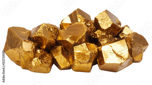Raw galena chunk with cubic metallic crystals, Transparent background, PNG file