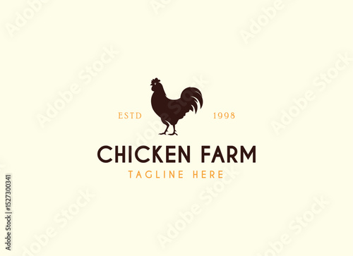 Vintage Chicken Farm Logo.chicken farm logo vector illustration design. Chicken Farming Logo Design