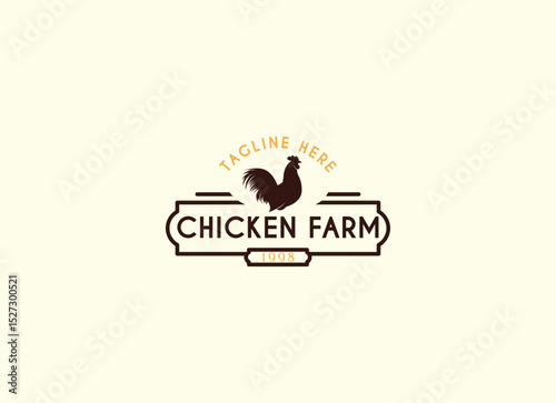 Vintage Chicken Farm Logo.chicken farm logo vector illustration design. Chicken Farming Logo Design